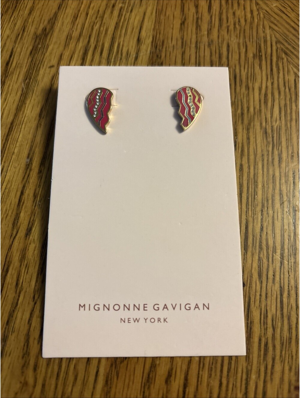 Mignonne Gavigan Half Heart Enamel Stud Earrings, $150, BRAND NEW, J231